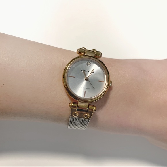 Ladies Anne Klein Two Tone Silver Mesh Watch Exc. - Picture 4 of 6